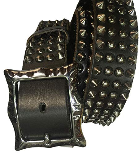 YZJYB Herren Damen Damen Nietengürtel im Vintage Design 105cm - 125cm Länge kürzbar Nieten Ledergürtel Hip Hop Gürtel Rock Gürtel für Oder Gothic-Outfits,Schwarz,125CM