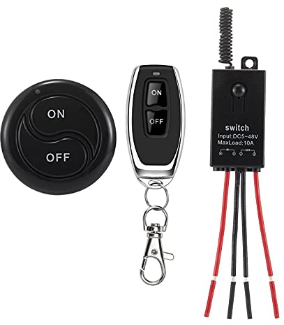 dstfuy Mini Wireless Switch 12V,5V/12V/48V/10A Relay Remote Switch for Lights,328FT Long Range for Ceiling Lights, Lamps, Industrial Control and Security Fields.