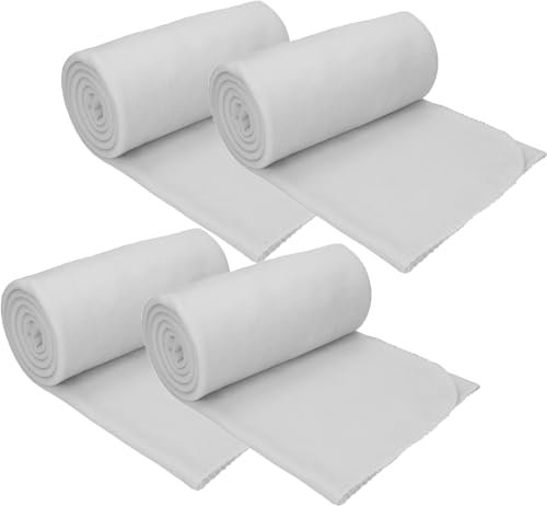 Betz 4 Stück Fleecedecken Kuscheldecken Größe 130x170 cm Farbe Silber