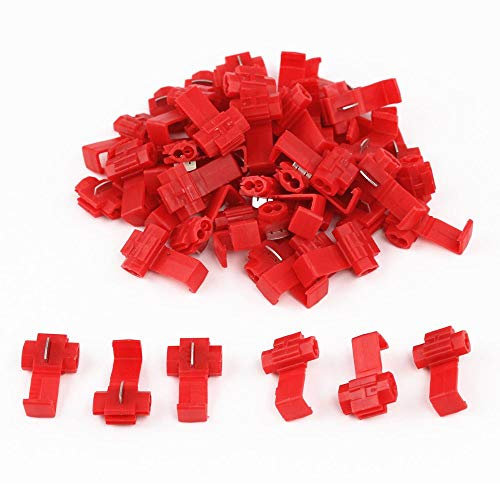 UKCable-Ties 1000 Pack Scotch Lock Quick Splice Wire Terminals Cold Pressed Insulated Snap Lock Electric Wire Crimp Connectors Cable Joiner Red for AWG 16-22