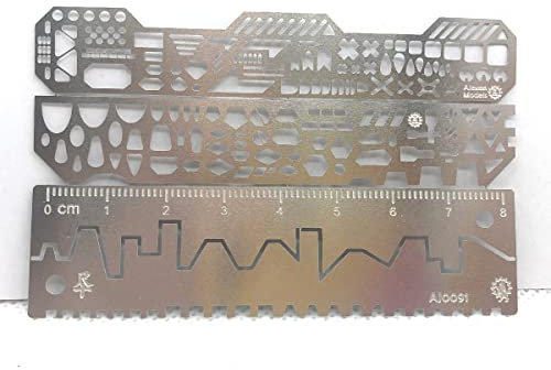 Hobby Model Craft Gundam Model Tool Kit Stainless Steel Carving Auxiliary Ruler Drill Hole Detail Maker Scribe line Stencil 4Pcs