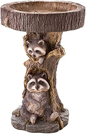 TOMYEUS Sculptures De Jardin Cute Art Resin Raccoon Polyresin Antique Garden Bird Bath for Home Garden Yard Home Garden Decoration Modern Sculptures Statues De Jardin en Plein Air