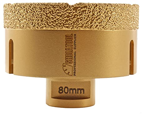 SHDIATOOL Diamond Core Drill Bit,Hole Saw Diameter 80mm M14 Thread Vacuum Brazed for Ceramic Porcelain Tile Granite Marble Masonry Brick
