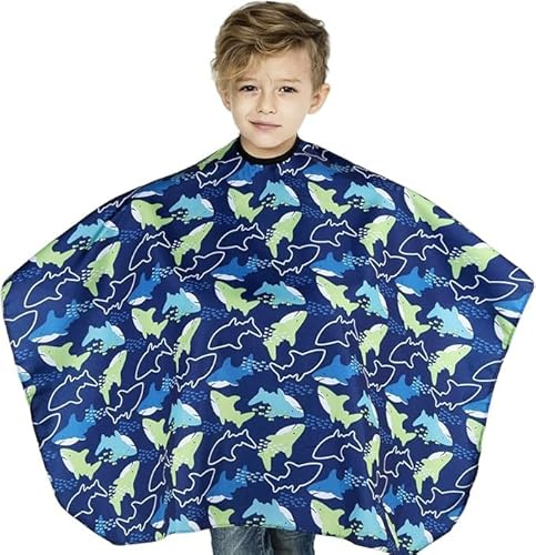 Vokmon Friseurumhang Kinder, Dolphin wasserdichte Kinder Barber Cape | Haar-Ausschnitt-Kleid Schürze Friseur-Abdeckungen Kleidverstellbarer Verschluss Haar Salon Cape