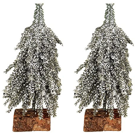 Mojawo 2er Set Mini Tannenbaum Christbaum Weihnachten Dekorieren Basteln Modellbau Kunstschnee H19cm