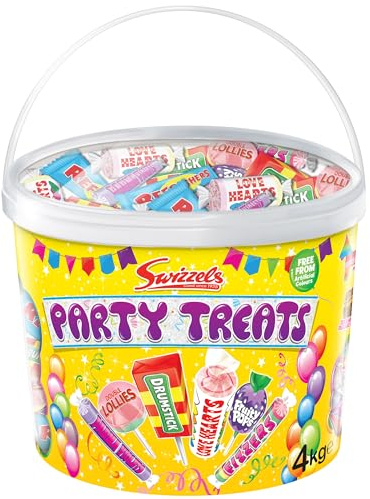 Swizzels Party Treats Extra Large Sweets Tub A Large Assortment of Delicious and Fruity Sweets Lollies Perfect for Parties Bulk Tub 4kg