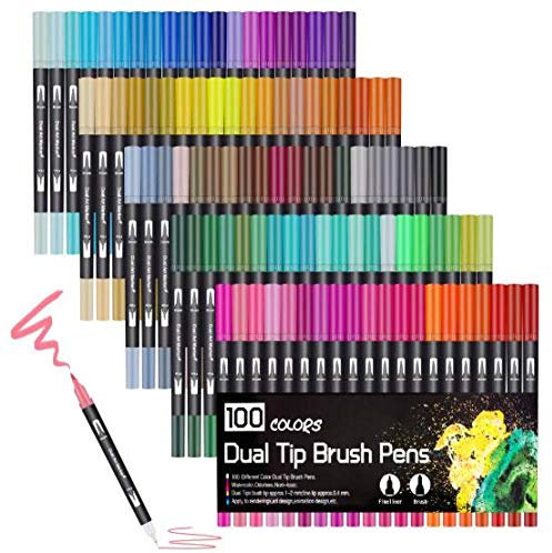 Aquarellstift Aquarellpinsel Stift Kunstmarker Skizzenstift Pinselset 12 24 36 48 60 72 100 120 Farben Professionelle Marker Back School 24 Farben Schwarz China (100 Farben Schwarz China) (100 Fa