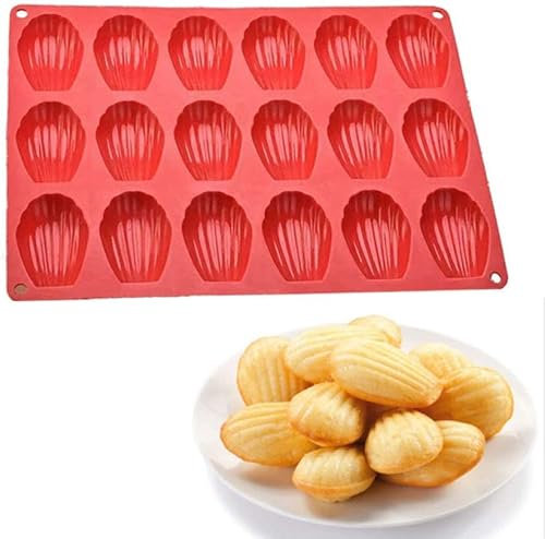 LATRAT 18 cavità Madeleine Shell Silicone Madeleine Biscotti antiaderente Silicone Stampo per cottura per budino gelatina mini torta cioccolato, xymuju124