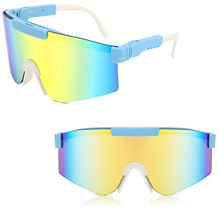 Ruikdly Schnelle Brille Fahrradbrille Herren Polarisierte Sportbrille Damen Sportsonnenbrillen UV400 Schutz Radbrille Laufbrille für Outdoorsport Radfahren Fahren Laufen Golf Rave
