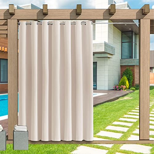 LZXSXZ Outdoor Vorhang Wetterfest, 1 Stück Outdoor Vorhang Wasserdicht Wetterfest Blickdicht mit Ösen, 24 Farben Sichtschutz Sonnenschutz Outdoor Gardine für Veranda, Pergola, Laube, B355xH259CM