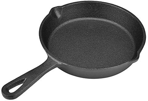 Tyenaza Padella in Ghisa da 16 Cm/20 Cm, Pentola Antiaderente con Manico Resistente al Calore, Padella da Campeggio Portatile per Fornello, Barbecue, Induzione(20cm)