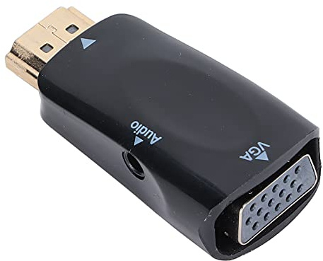Airshi Adaptador HDMI a VGA, Convertidor HDMI Portátil con 2 Cables de Audio para Exhibición de Presentaciones paraEnseñanza de Oficina en Casa, etc.