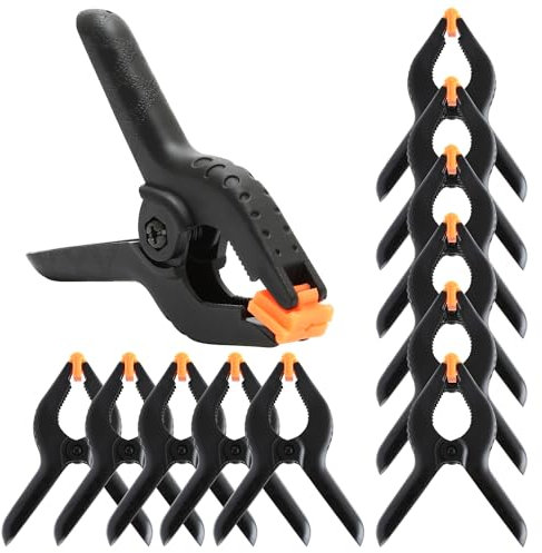 12Pcs Nylon Spring Clamps 3 Inch, Heavy Duty Plastic Spring Clips Clamps for Woodwork, DIY Projects, Photo Studio, Background Muslin Etc