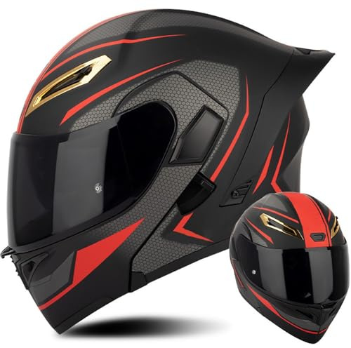 Motorradhelm Integralhelm Klapphelm ECE Zertifiziert Modularer Helm Doppelvisier Moped Street Racing Helm für Erwachsene Männer Frauen Roller Helm Sturzhelm Damen Herren Erwachsene