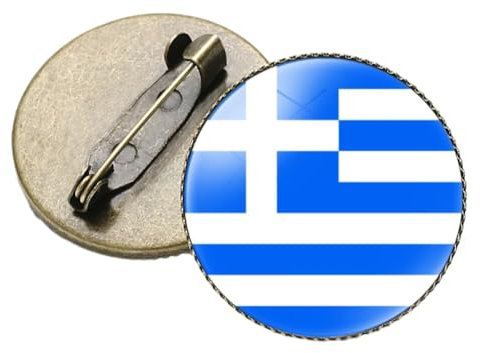Modische Anstecknadel Mit Griechenland-Flagge, Europa-Nationalflagge, Retro-Brosche Mit Rundem Charme, Brosche, Souvenir, Geschenkzubehör Für Männer Und Frauen, Einheitsgröße, Gelb, Lang: 2,