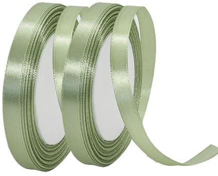 Satinband Salbeigrün 10mm Breit Geschenkband Satin,44m Satinbänder Salbeigrün Dick Schleifenband Dekoband Seidenband Geschenkverpackung Stoffband Geschenkbänder für Dekorieren Basteln Kleid Hochzeit