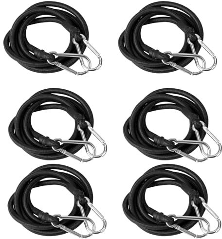 Lxoraziy 6 Stück Spanngummi mit Karabiner, 2 * 150 cm, 2 * 100 cm, 2 * 50cm Latex Gummispanner, Hochbelastbare Spanngurte, für Sonnensegel, Tarps, Garten, Fahrrad, Auto, Ladung