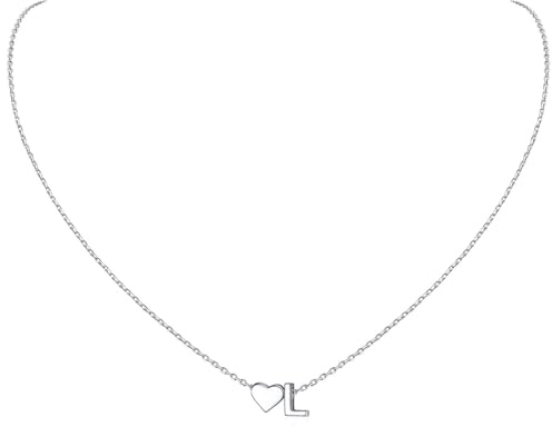 ChicSilver Collar Letra Inicial L Colgante Corazón Plata de Ley 925 Mujer Regalo Precioso Cumpleaños Joyería Delicada Nombre Personalizado