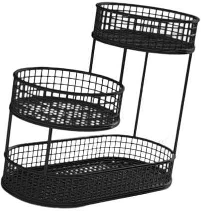 HGZLQKD 3 Layer Fruit Basket, Countertop Vegetable Bowl, Kitchen Countertop Rack for Potato Storage Farmhouse Pantry Dining Room, Black