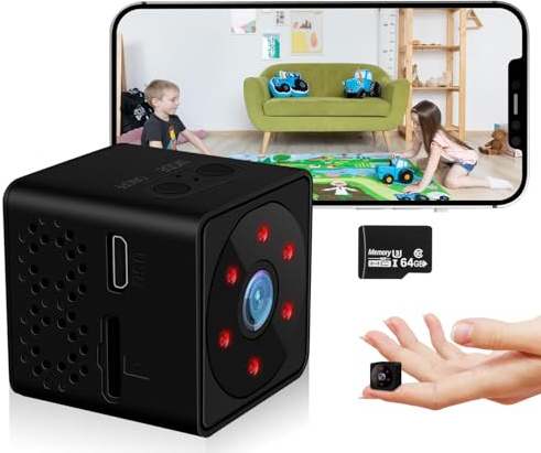 UCOCARE Spy Camera, 2.4G Wi-Fi or No WiFi Options, 4K Hidden Camera with 64GB Memory Card, Indoor Mini Camera with Phone App, Live Video, Night Vision, Motion Detection