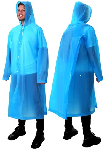 ANYOO Lot de 2 Poncho Pluie Imperméable Unisexe pour Adultes, Cape de Pluie Longue Réutilisable avec Capuche et Extension du Dos pour Homme et Femme Randonnée, Velo, Camping, Taille unique