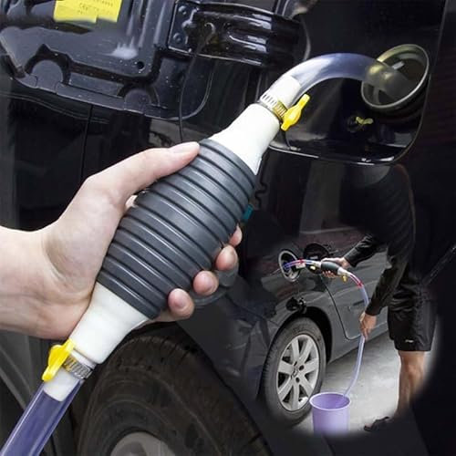 VFK Multifunktions Handpumpe Benzinpumpe, Handpumpe Wasser Benzin, Saugpumpe mit Schlauch und Metallklammer für Benzin Gas Öl Kraftstoff Benzin Diesel Flüssigkeit Wasser Aquarium (2M)