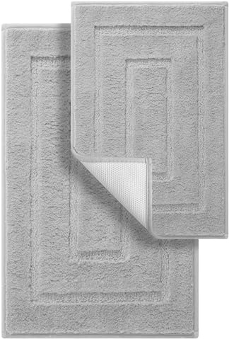 GRANNY SAYS Bathroom Rugs Sets 2 Piece,Soft Bath Mats for Bathroom, Bath Rugs Non Slip Washable, Absorbent Bath Rug for Tub, Shower and Toilet (Gray, 20 x 32 + 16 x 24)