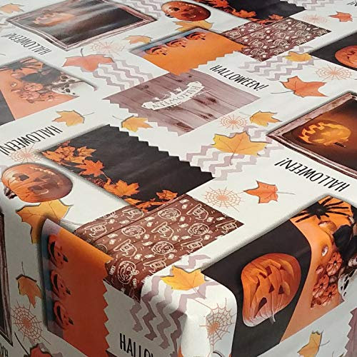 DecoHomeTextil Heimtextilmanufaktur Wachstuch Wachstischdecke Halloween Pumpkin Head Eckig 80 x 100 cm abwischbar