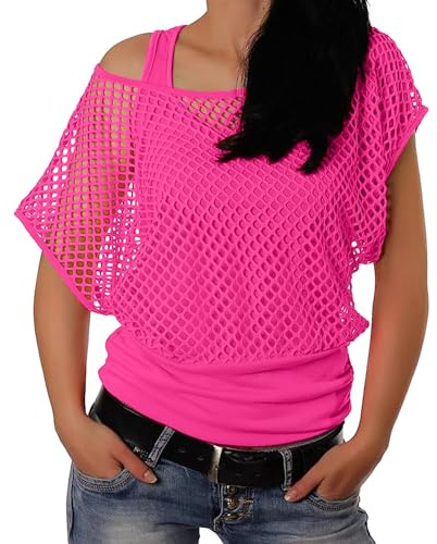 80er 90er Jahre Outfit Damen, Netzshirt, Tank top, Beinwärmer, Netzhandschuhe, Karneval Kostüm 80er Jahre Netzoberteil Damen Tops Neon Shirt Aerobic Outfits Clothes Party Rave Outfit Frauen