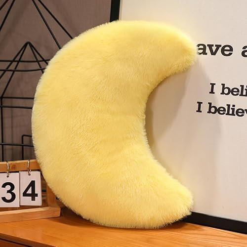 Boriad Mondkissen， kuschelkissen für Room Decor clean Girl，Zierkissen Aesthetic für Schlafzimmer，süße Kissen für Zimmer deko，Flausch Plüsch Sofakissen， Dekokissen,Gelber,45cm