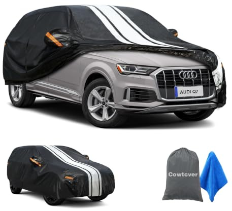Cowtcver Car Cover Waterproof Custom Fit for Audi Q7 2005-2026 | 10 Layers Outdoor Full Cover Breathable, Sun Rain UV Dust Snow Allweather Protection with Drivers Door Zip and Cotton Lined.