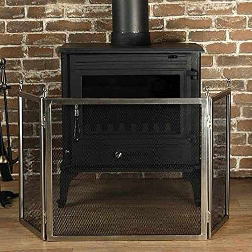 Protection Fire Screen 3 Panel F Screen with Protective Metal Mesh & Folding Panels - Home Decor Fire Place Fence, Cover, Feito na China