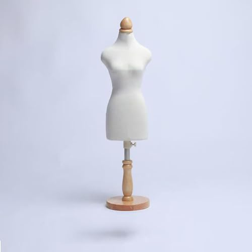 FCBFJSW Dress Form, Mannequin Torso Table Top Display Clothing Stand with Wooden Base 1/2 1/3 1/4 Mini Female Mannequin for Doll Clothing Display Stand Mannequin Round 1/4