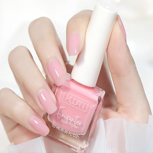 Pink Nail Polish, Baby Pink Light Pink Nail Varnish, Quick Dry Long Lasting Natural Breathable, Non Toxic High Pigmented Spring Summer Jelly Coral Nail Polish Nail Art Manicure for Women