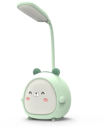 Niedliche LED-Tischlampe, verstellbar, dimmbar, klein, für Schlafzimmer, Nachttisch, Augenschutz, Leselicht, Kinder-Schlaflicht (grün, Bär)