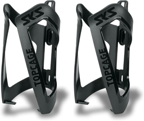 SKS GERMANY TOPCAGE Black Flaschenhalter für Fahrräder (Fahrrad-Flaschenhalter aus hochfestem, leichtem Kunststoff, Verstellbarer Anschlag, Variable Fanghaken für sichere Arretierung, ohne Schrauben)
