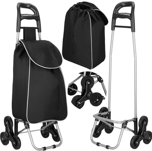 SPRINGOS - Carrito de la compra de 30 litros, con bolsa desmontable, carrito de compras con escaleras ideal para subir escaleras, carga máxima 18 kg