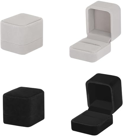 Bellabon Ringbox 2 Stück, Ringschatulle Verlobung, Schmuckschatulle Samt für Ringe, Ohrringe, Kleine Größe，Samt Schmuckkästchen für Paare, Heiratsantrag