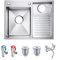 Lavandino In Acciaio Inox, Con Tubo Di Scarico, Lavello Multifunzione Per Postazione Di Lavoro, Lavabo Da Seminterrato Resistente, Vasca Per Lavanderia, Per Lavanderia, Garage(Silver,B-60cm)