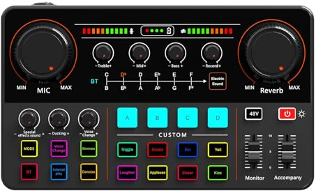 Mesa Mezclas DJ, Tarjeta de sonido en vivo, Compatible con Bluetooth, transmisión en vivo, accesorios for Podcast, mezclador, tarjeta de sonido