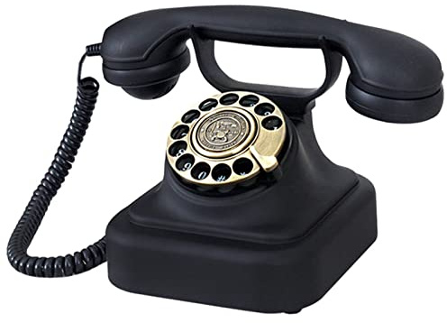 WDWDW Teléfono clásico Vintage con Cable y dial Giratorio, Estilo Europeo, Retro, con función de remarcación, de Metal, Estilo Antiguo, para decoración del hogar.