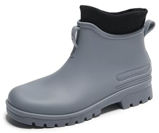 MGGMOKAY Botas de Agua Termicas en Mujer Forro térmico Botas de Goma Zapatos de Lluvia Wellington,Gris(warme),37