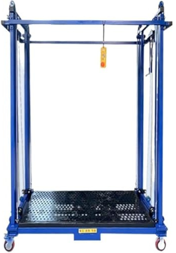 Elektrische Gerüst-Hebebühne Mit Fernbedienung Faltbare Mobile Automatische Hebe Lastenaufzug Arbeitsplattform Mit Rädern Für Den Innen Und Außenbereich Baudekoration,Blau,2M