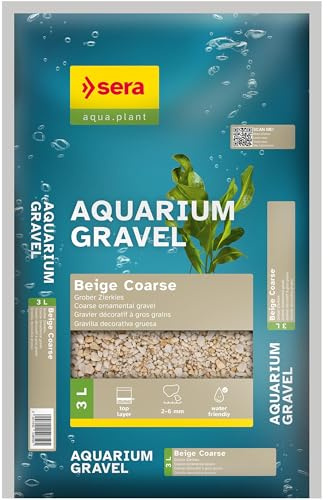Sera Aquarium Gravel Beige Coarse 3 L | Substrato per Tutti Gli acquari d’Acqua Dolce | Sicuro per Pesci, Loricaridi e gamberetti | Aspetto Naturale