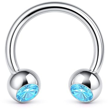 PIERCINGO® HUFEISEN-Piercing TITAN G23 Kristall-Stein Zirkonia Piercing-ring Horse-Shoe Septum Nase Intim Brust Lippe Ohr Augenbraue CBR Circular Barbell Ring Titanium ASTM F136 Grad 23 Silbern