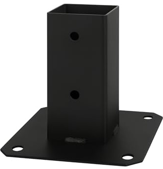 ADGO - Aufschraubhülse - Pfostenträger zum Aufschrauben 70x70 - Feuerverzinkt, Schwarz - Balkenschuh, Pfostenschuh, Holzbalken Halterung, Metallfuss für Zaunpfosten - für Garten, Terrasse, Zaun