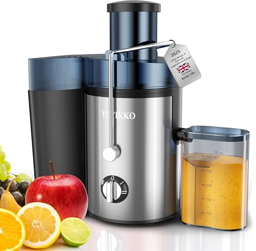 Licuadoras Para Verduras y Frutas, ajuste de 3 velocidades, extractor de frutas y verduras de 800W con boca ancha de 75 mm, fácil de limpiar, acero inoxidable sin BPA (Plateado-90)