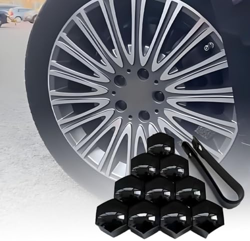 VAPORVERSE 20 Stücke Radschraubenkappen für VW Golf 7 2012-2021, Auto Radmutternkappen, Radschrauben Radmuttern Radbolzen Kappen Schraubenfelgen Außenschutz,Black-21MM