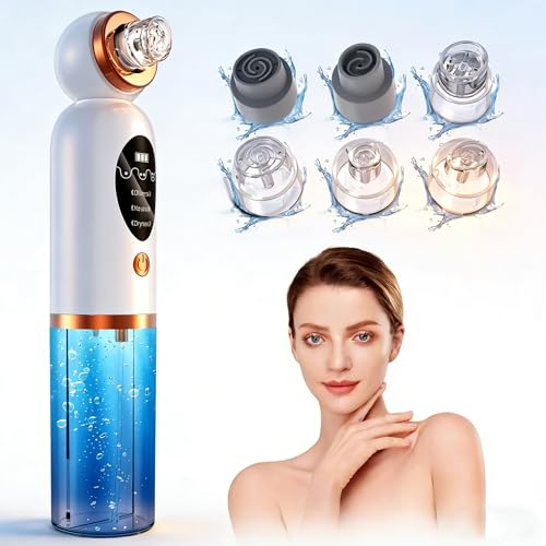 Aspirateur Pour Points Noirs, Extracteur Points Noirs Visage, 3 Modi Rechargeable & 6 Sondes & Réservoir d'eau Visible pour le Nettoyage du Visage, Traitement de l'acné et Soins de la Peau