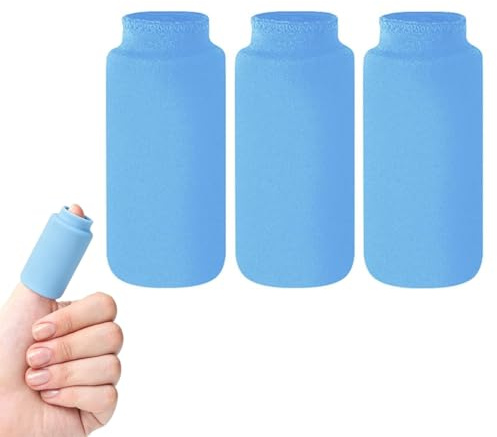 Reccisokz Fundas frías dedo 3 unidades azul hielo, mini compresas reutilizables tipo manga para dedo zonas pequeñas, deporte casa viaje